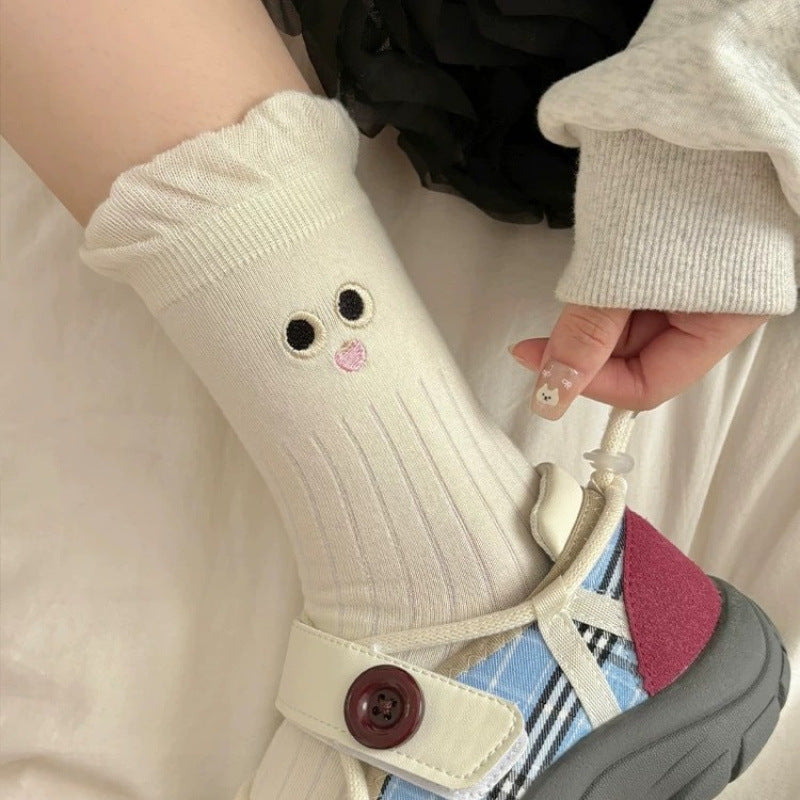 Ruza Kawaii Embroidered Crew Socks