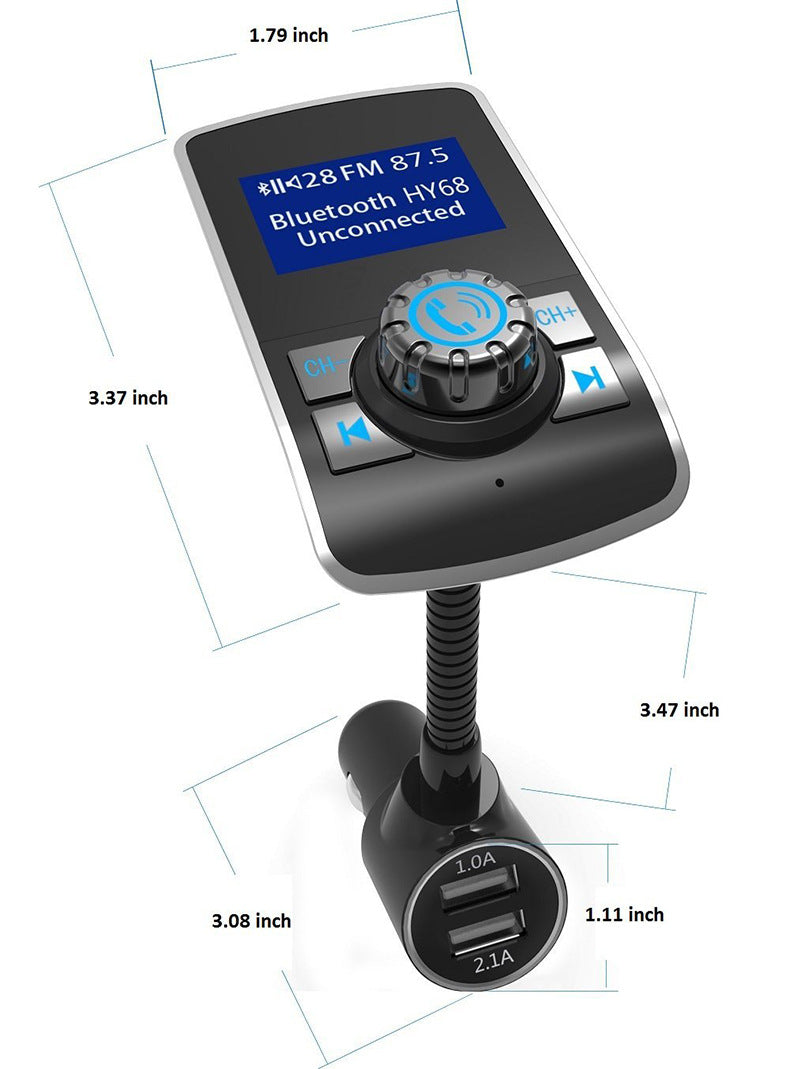 Ruza Car Bluetooth FM Transmitter MP3 Player | Hands-Free Calling & Wireless Music Streaming