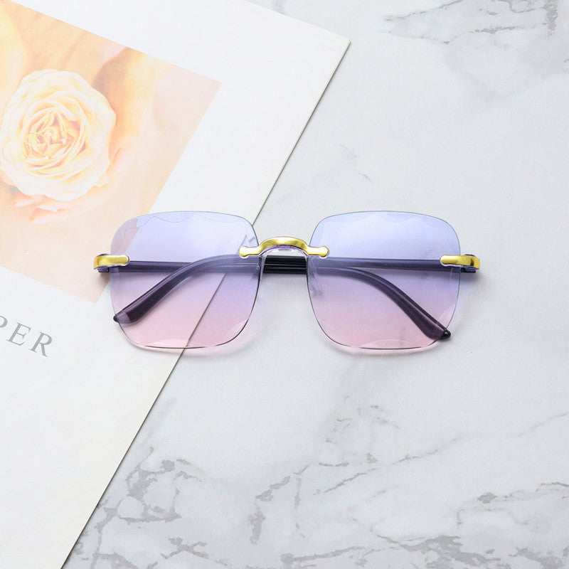 Frameless Trimmed Square Sunglasses For Women Trendy Gradient Color