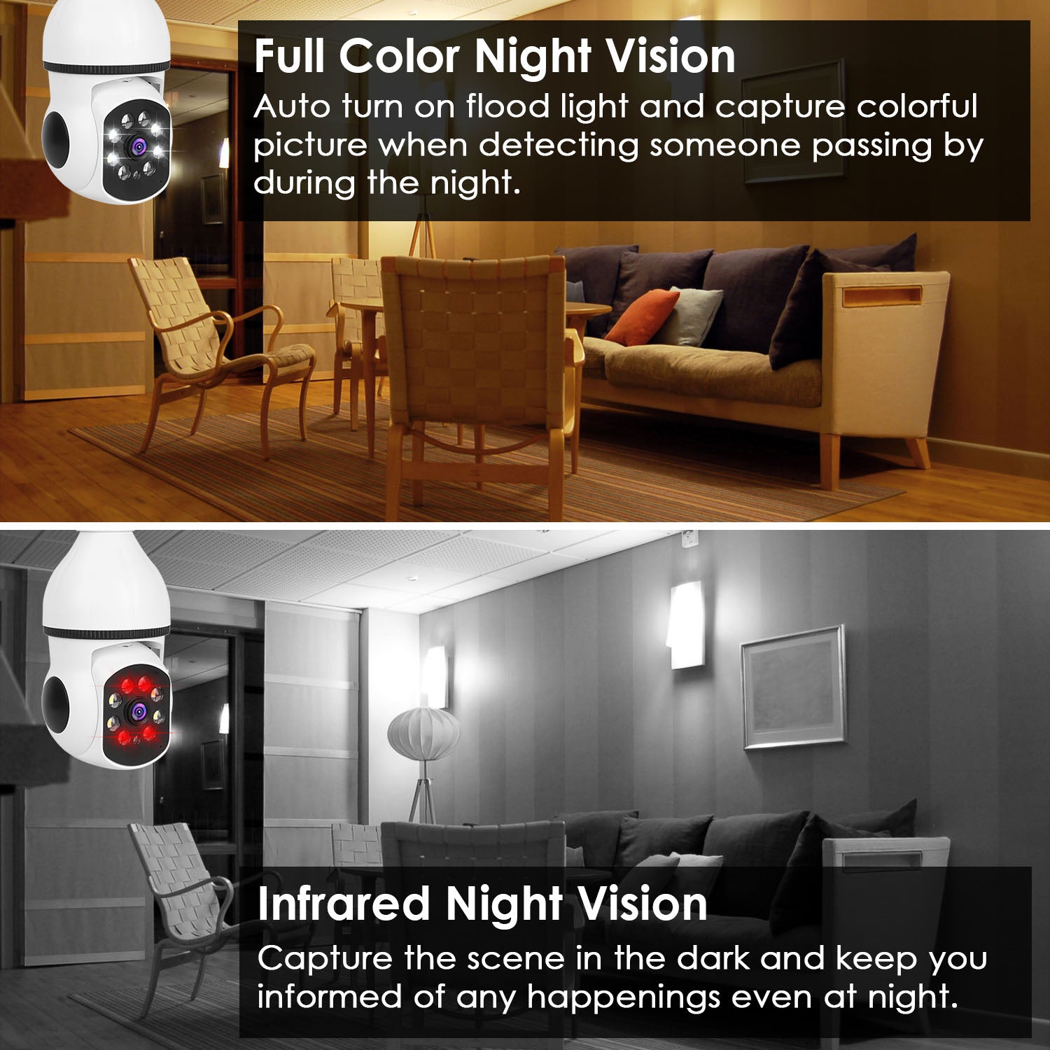 E27 WiFi Bulb Camera 1080P FHD Security