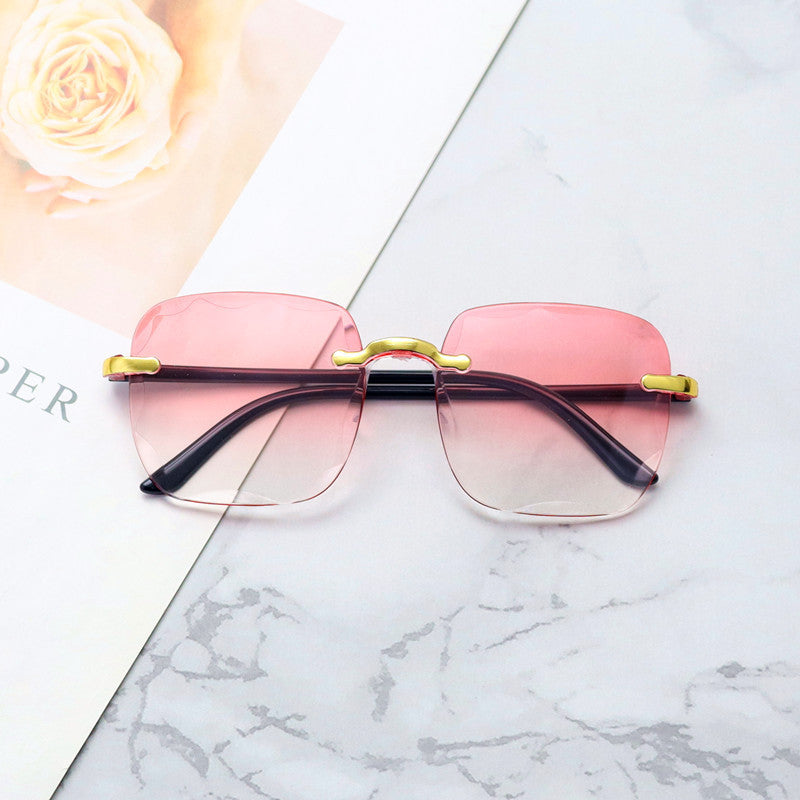Frameless Trimmed Square Sunglasses For Women Trendy Gradient Color