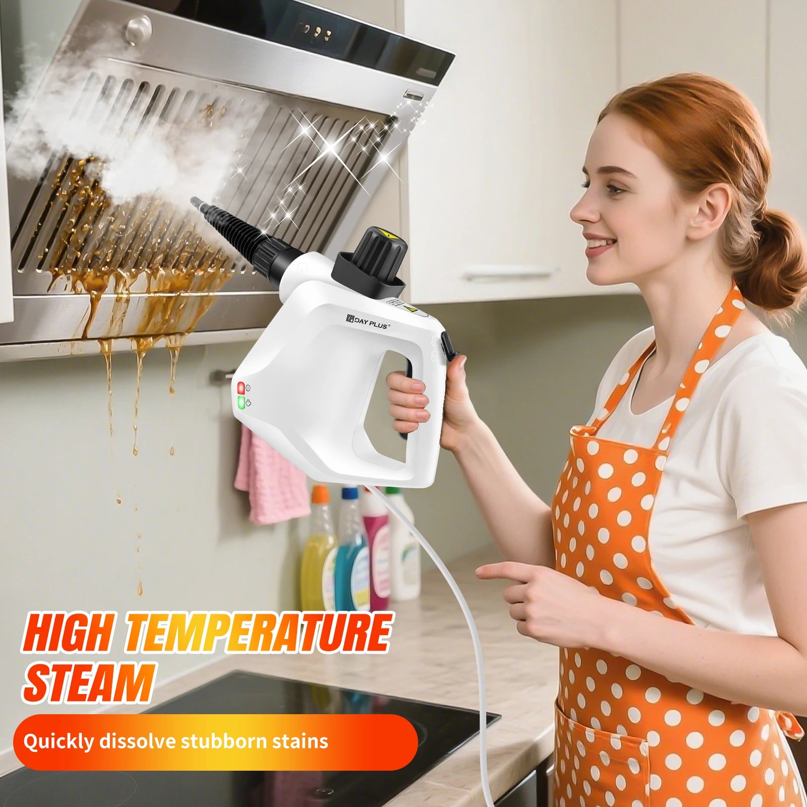 3800W High Pressure Steam Cleaner (Car Cleaner)-IPX4, 2.5m Cable,Steam Cannon+9-Piece for Removing Stains on Multiple Surfaces