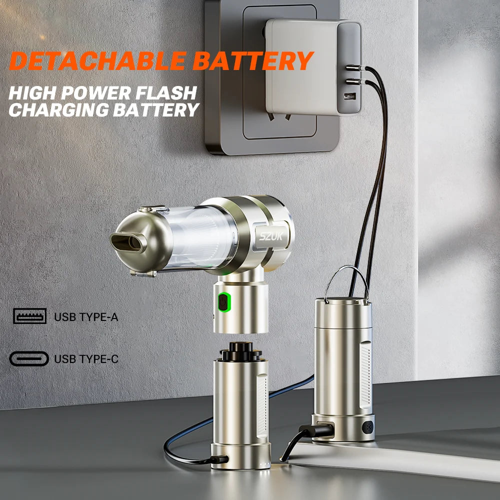 SZUK New Powerful Car Vacuum Cleaner Mini blower Handheld Cleaning Machine with LED Light Portable Wireless Vacuum Cleaner Car