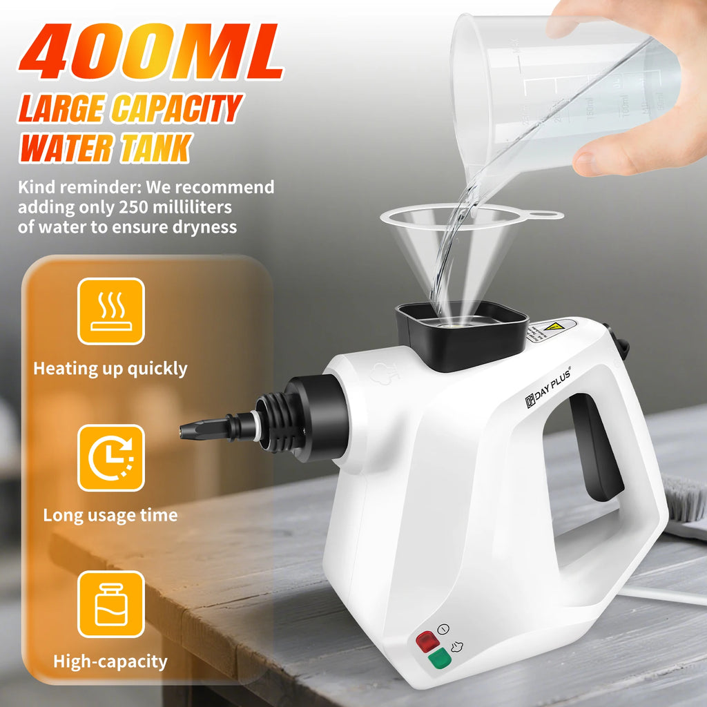 3800W High Pressure Steam Cleaner (Car Cleaner)-IPX4, 2.5m Cable,Steam Cannon+9-Piece for Removing Stains on Multiple Surfaces