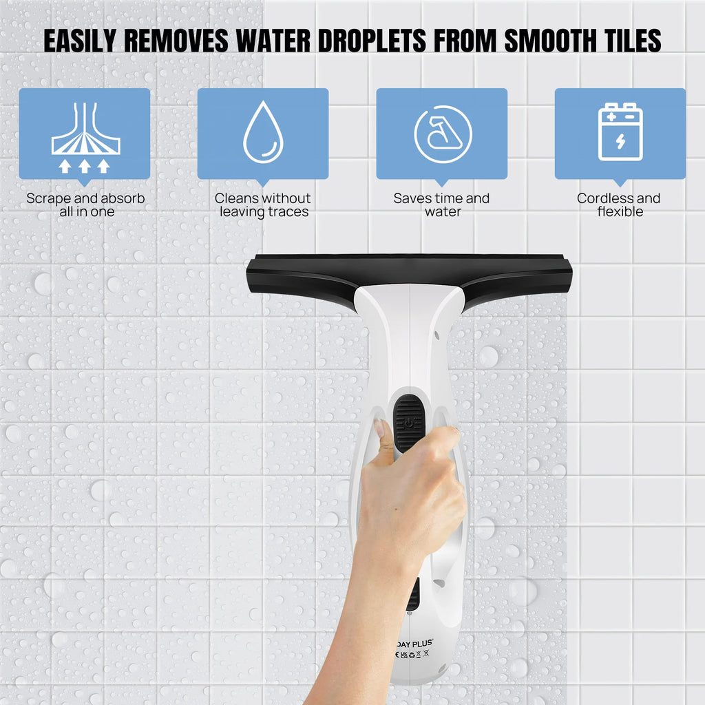 Cordless Electric Window Squeegee, 3500mAh Rechargeable Window Vacuum, 2 in 1 with Microfiber Pad – Ideal for Windows, Mirrors