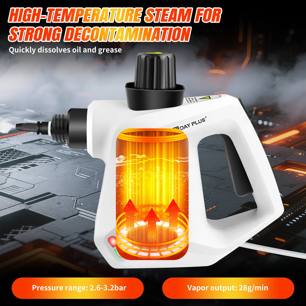 3800W High Pressure Steam Cleaner (Car Cleaner)-IPX4, 2.5m Cable,Steam Cannon+9-Piece for Removing Stains on Multiple Surfaces
