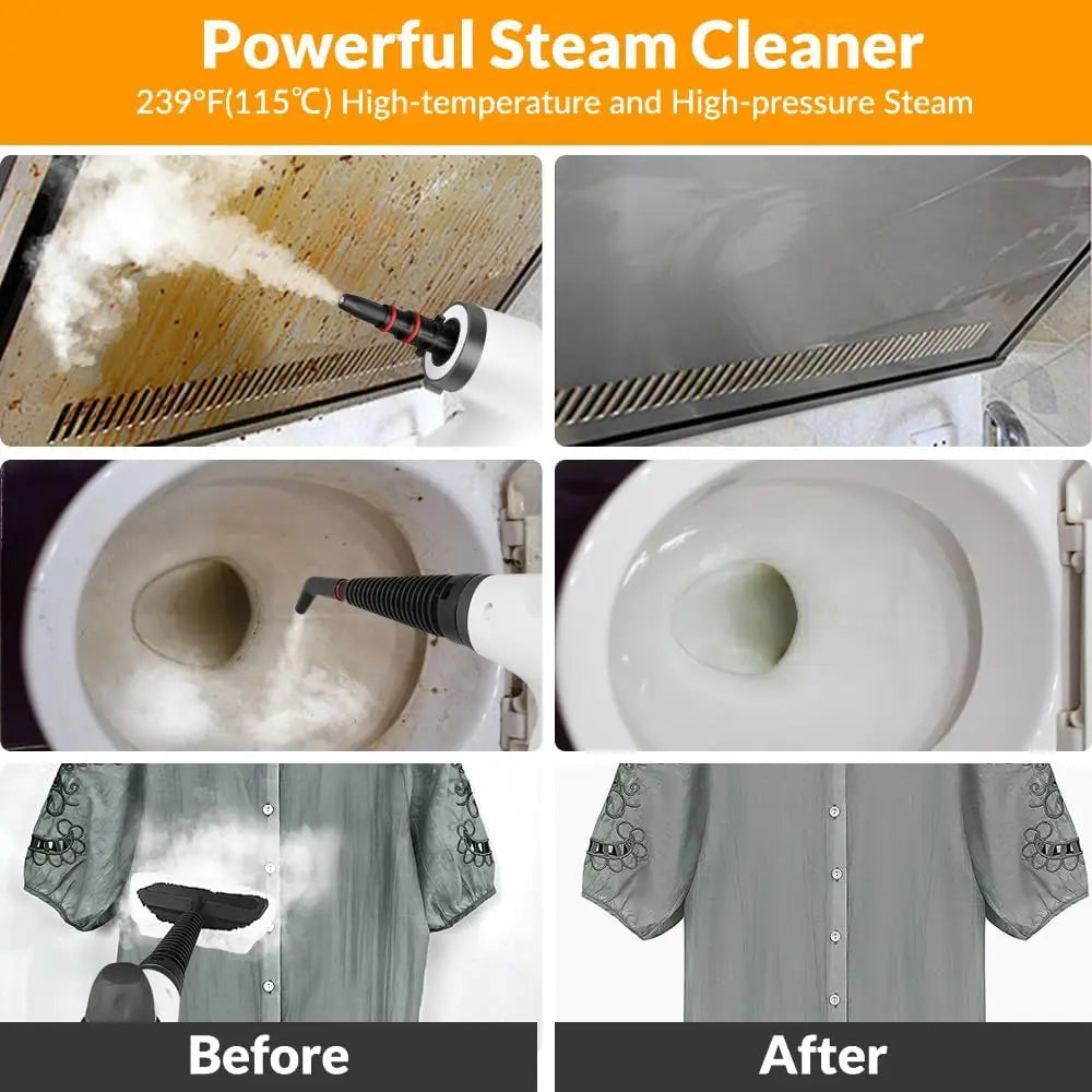 Blossom Handheld Steam Cleaner 1050W 3Bar High Pressure Steam 115℃ High Temp Fast Heating Multipurpose Steamer for Home