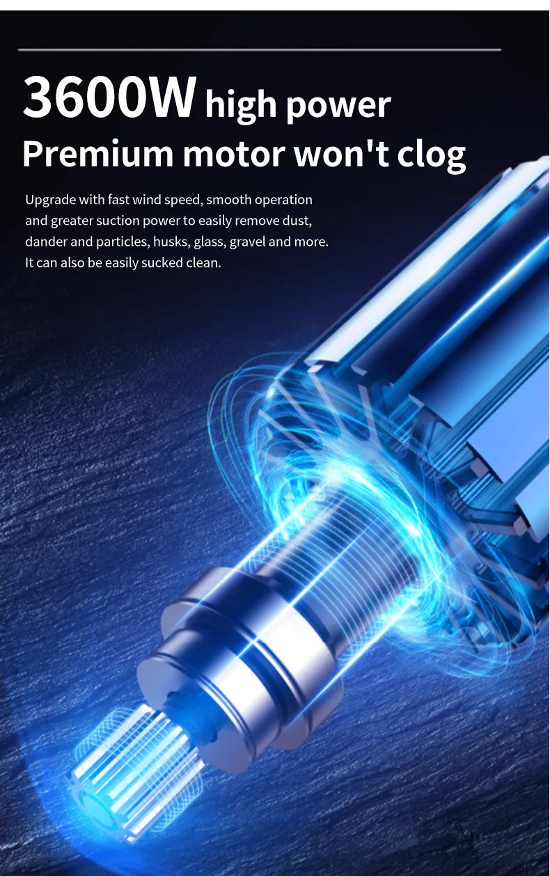 Seeiswork Portable Dry Wet Dual-Use Vacuum Cleaner 3600W High-Power Strong Suction Car Household Vacuum Cleaner Pet Hair Dryer