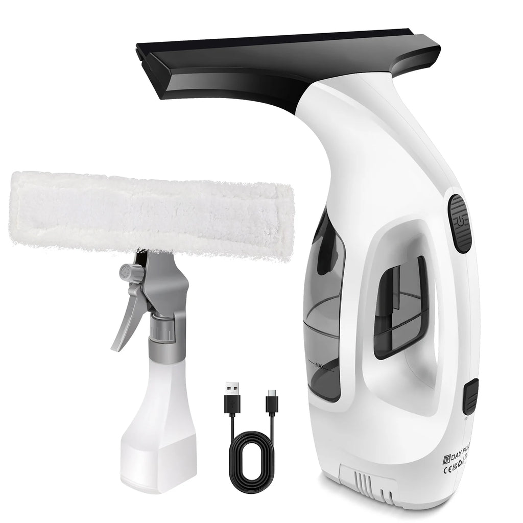 Cordless Electric Window Squeegee, 3500mAh Rechargeable Window Vacuum, 2 in 1 with Microfiber Pad – Ideal for Windows, Mirrors