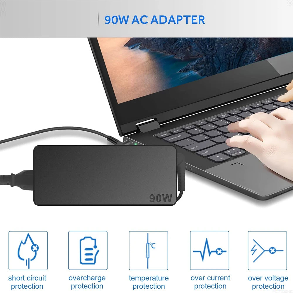 90W 20V USB-C AC Charger Laptop Adapter For HP Spectre x360 Dell TDK33 TDK33 Lenovo ThinkPad T480 T480s T580 T580s IdeaPad Yoga