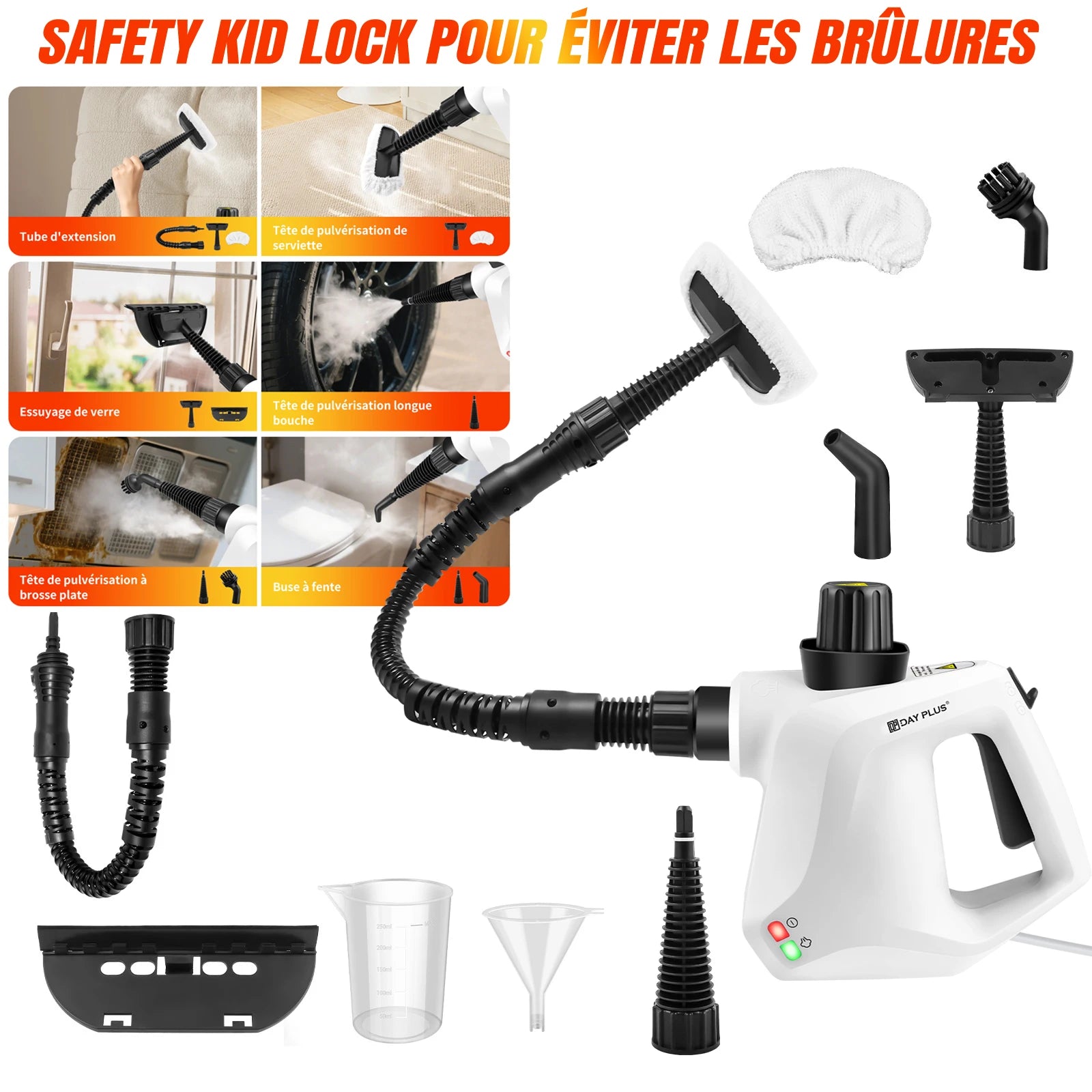 Steam cleaner 3800W portable, high temperature, for air conditioning, kitchen hood, auto, floor