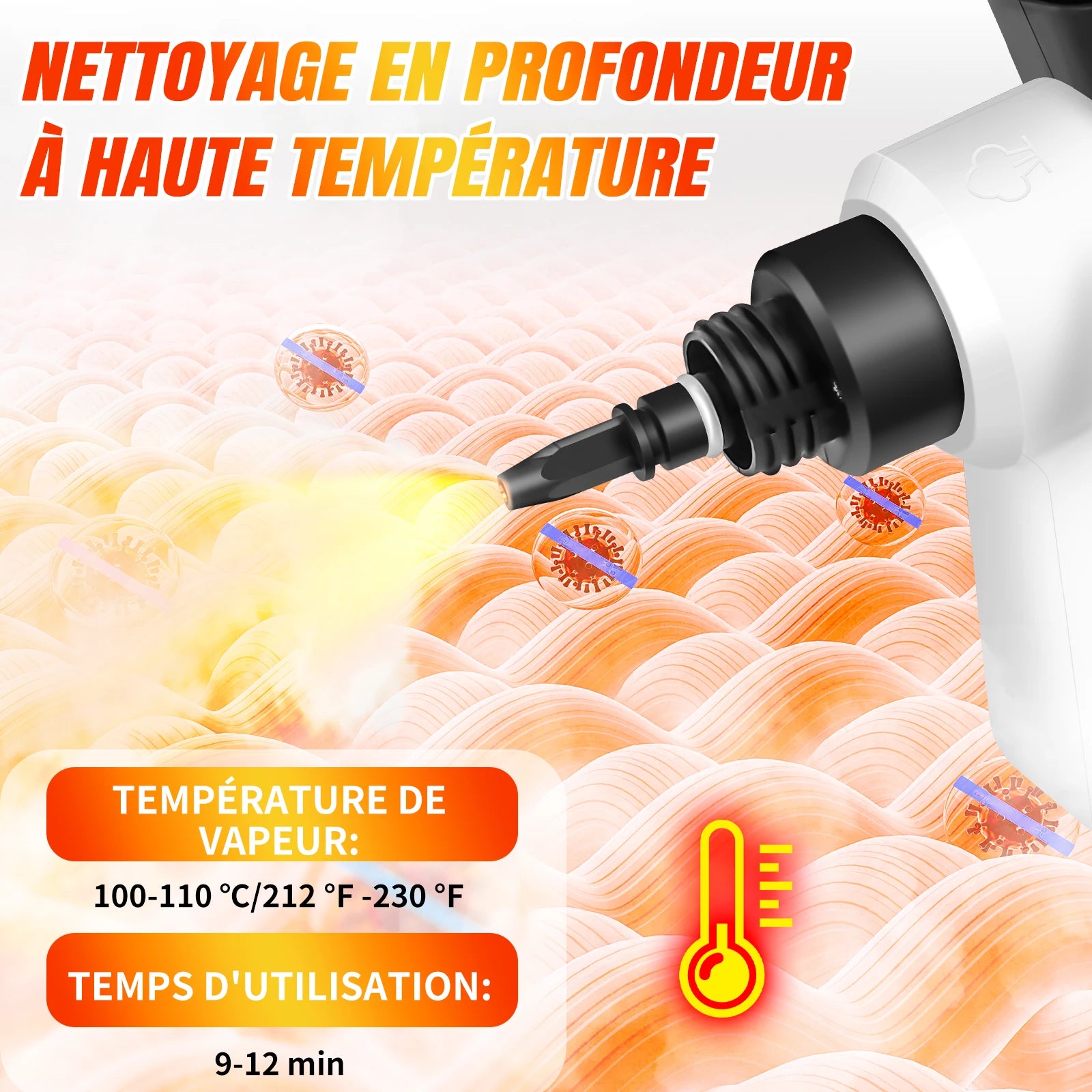 Steam cleaner 3800W portable, high temperature, for air conditioning, kitchen hood, auto, floor