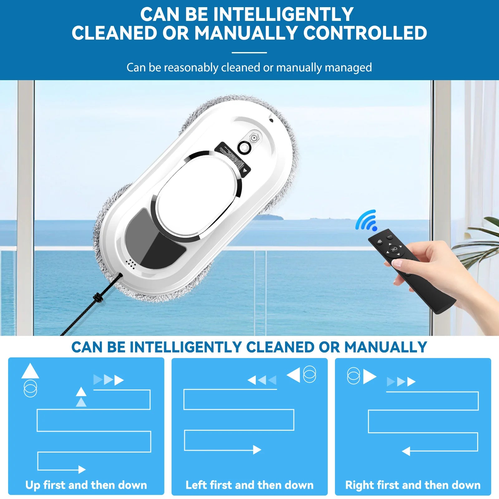 Window Vacuum Cleaning Robot Smart Window Glass Washer Electric Glass Remote Control Automatic Window Cleaner