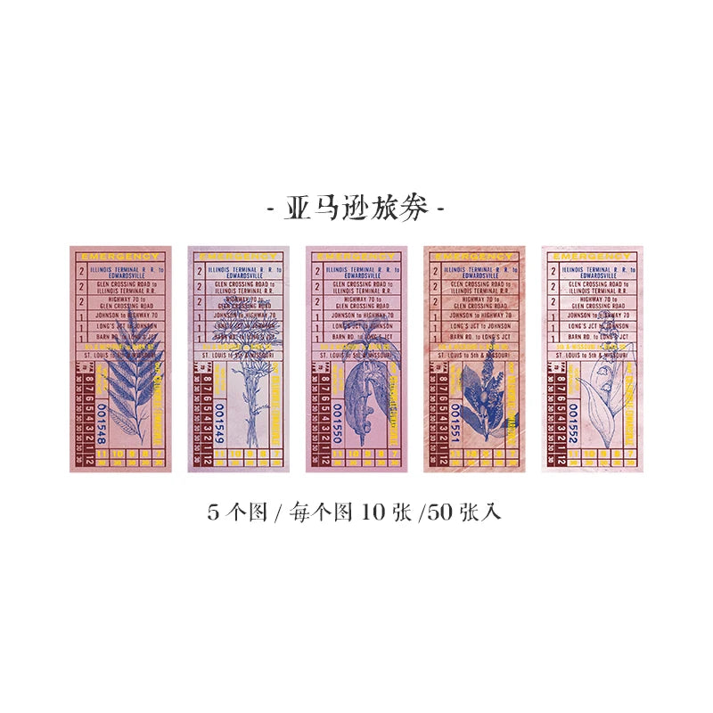 50 sheets Retro Ticket Collector Series Memo Pad Message Notes Decorative Notepad Note Material paper Stationery Office Supplies