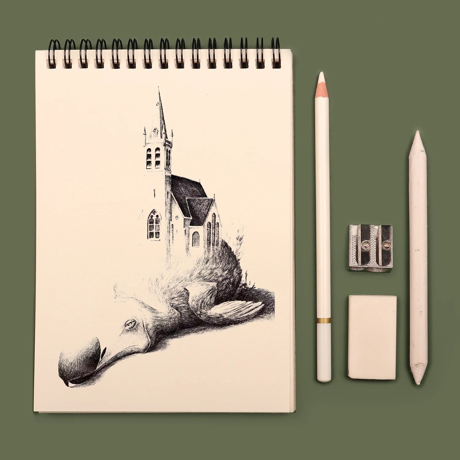 SeamiArt 3Pcs White Soft/Medium/Hard Charcoal Pencil for Sketch Carbon Pen Sketch Art Tools Office School Supplies Pencils
