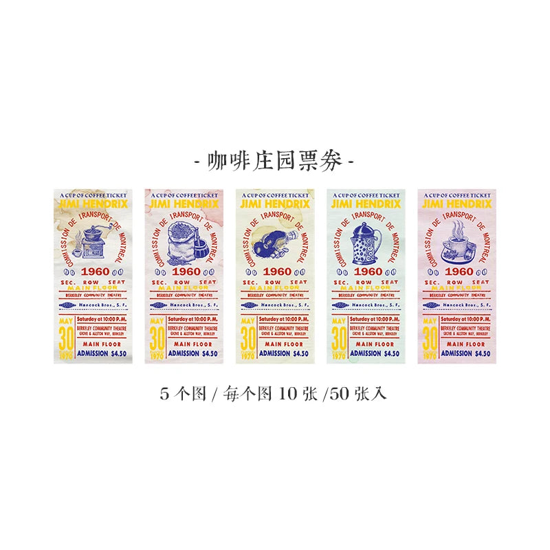 50 sheets Retro Ticket Collector Series Memo Pad Message Notes Decorative Notepad Note Material paper Stationery Office Supplies