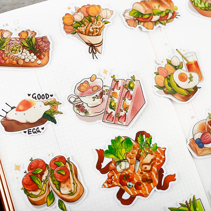 22pcs Cute Photograph By Hand Cute Hand-painted Ins Sticker Mobile Phone Diy Photo Album Beautiful Food Decoration