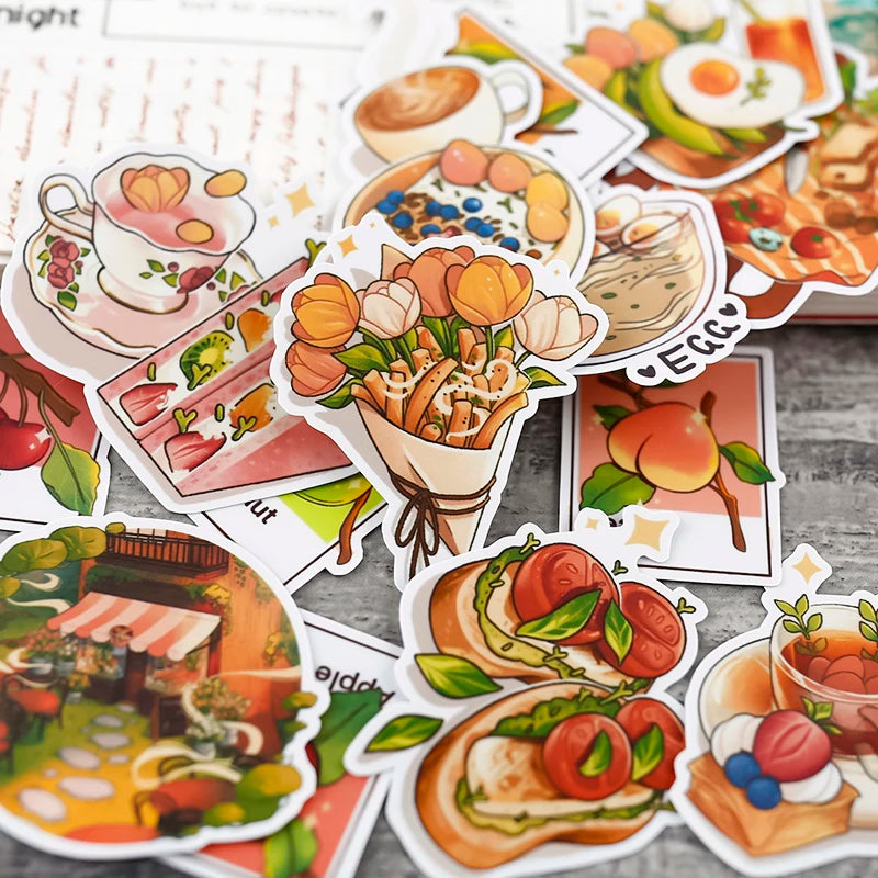 22pcs Cute Photograph By Hand Cute Hand-painted Ins Sticker Mobile Phone Diy Photo Album Beautiful Food Decoration