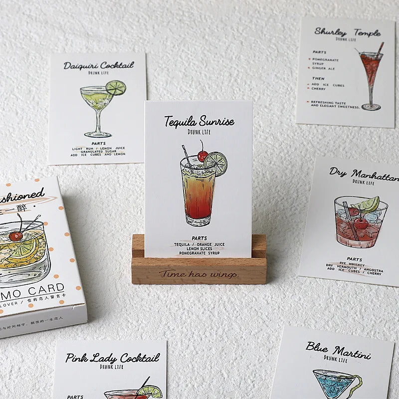 28pcs Lomo Small Message Card Writable Various Cocktail Happy Travel Bookmark Journal Decoration Greeting Paper Stationery Gift