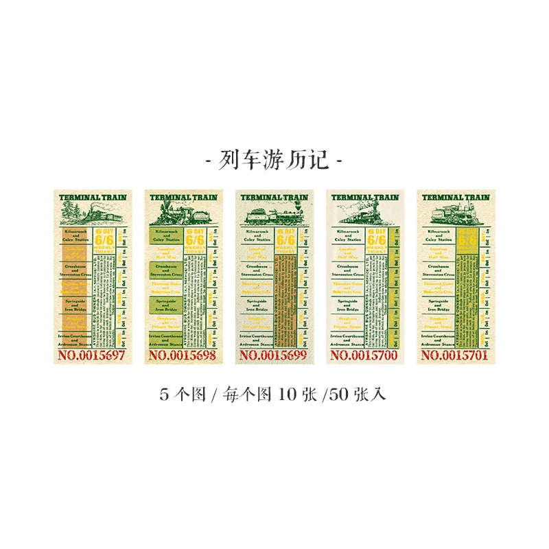 50 sheets Retro Ticket Collector Series Memo Pad Message Notes Decorative Notepad Note Material paper Stationery Office Supplies