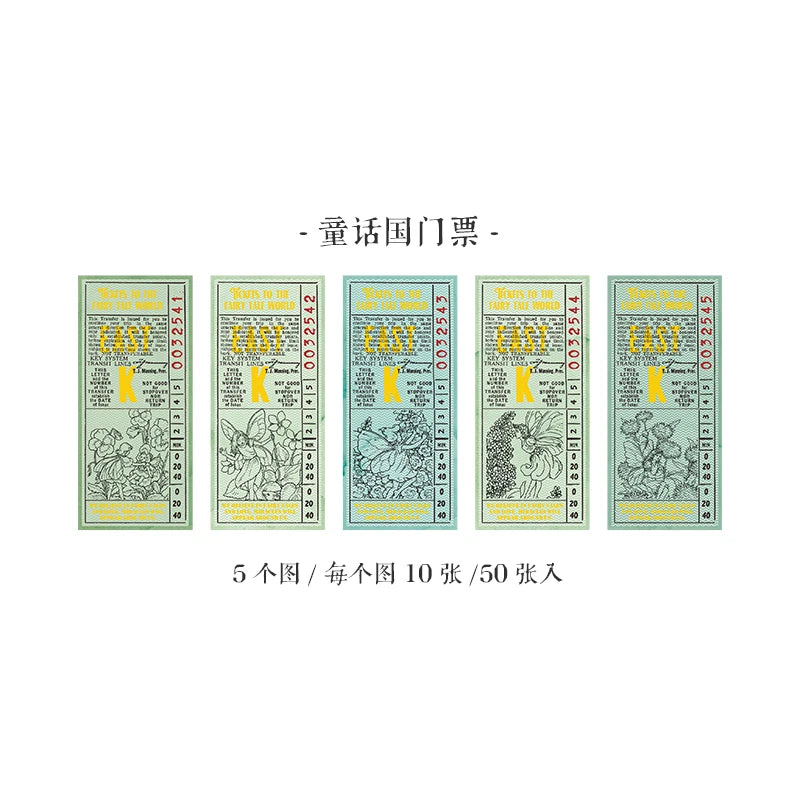 50 sheets Retro Ticket Collector Series Memo Pad Message Notes Decorative Notepad Note Material paper Stationery Office Supplies