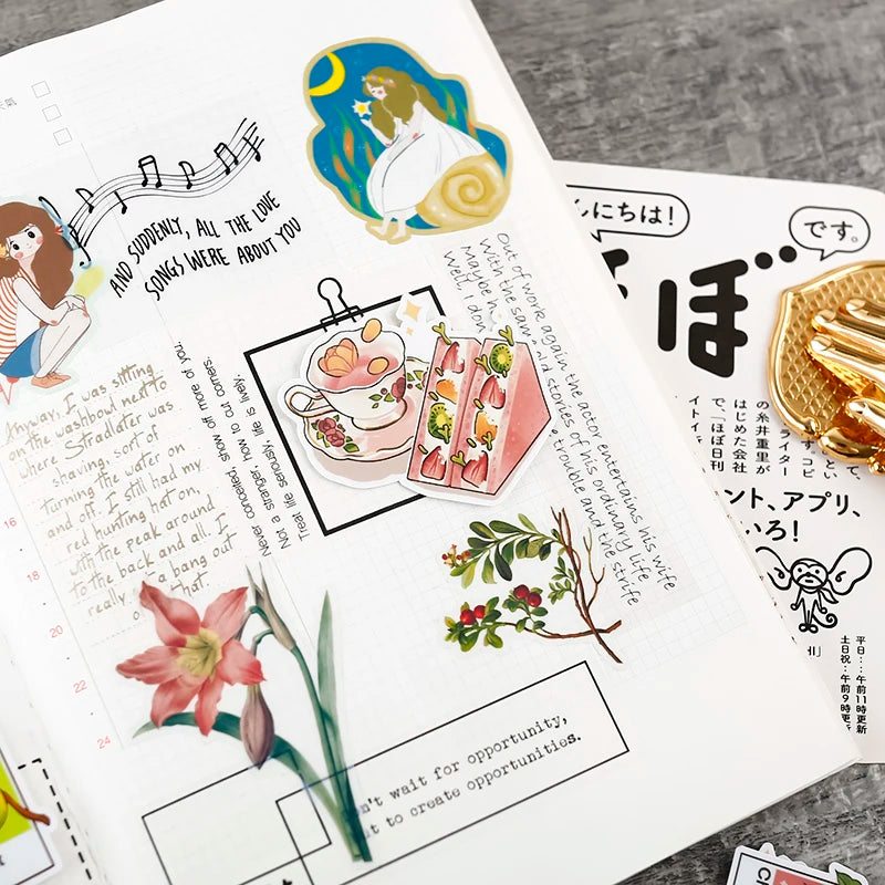 22pcs Cute Photograph By Hand Cute Hand-painted Ins Sticker Mobile Phone Diy Photo Album Beautiful Food Decoration