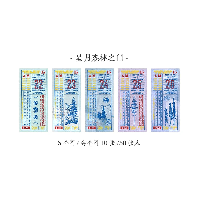 50 sheets Retro Ticket Collector Series Memo Pad Message Notes Decorative Notepad Note Material paper Stationery Office Supplies