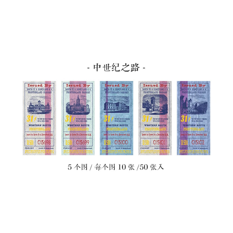 50 sheets Retro Ticket Collector Series Memo Pad Message Notes Decorative Notepad Note Material paper Stationery Office Supplies