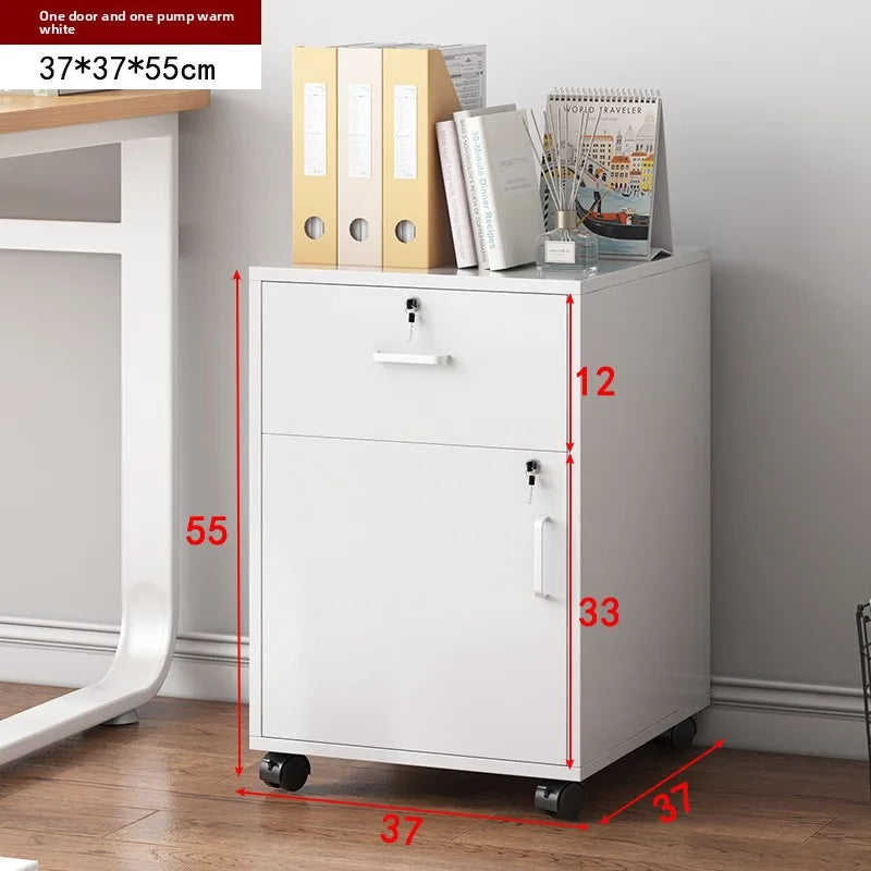 File cabinet with lock Office wooden mobile storage cabinet Drawer cabinet with wheel