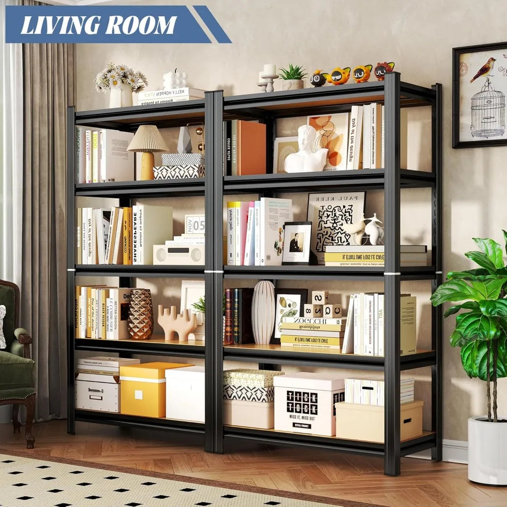Five Shelf Metal Shelving Bookcase, 11.81 “D x 29.53 ”W x 57.48 H Office Study Storage Shelf Modern Minimalist Style File Rack A