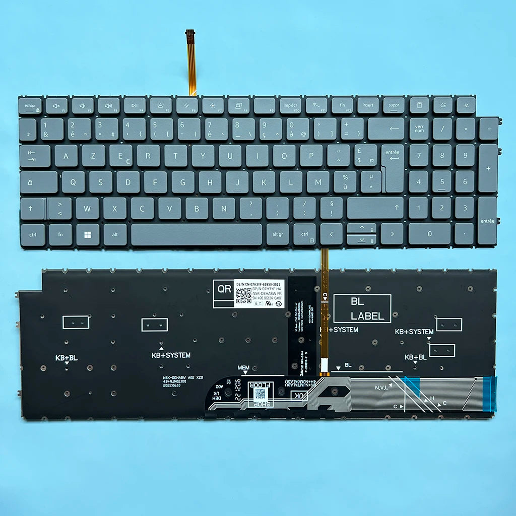3511 French Backlit Keyboard for Dell  Inspiron 15 3510 3511 5510 5515 5518 7510 7610 Latitude 3520 3530 07H3YF NSK-DEHABW FR