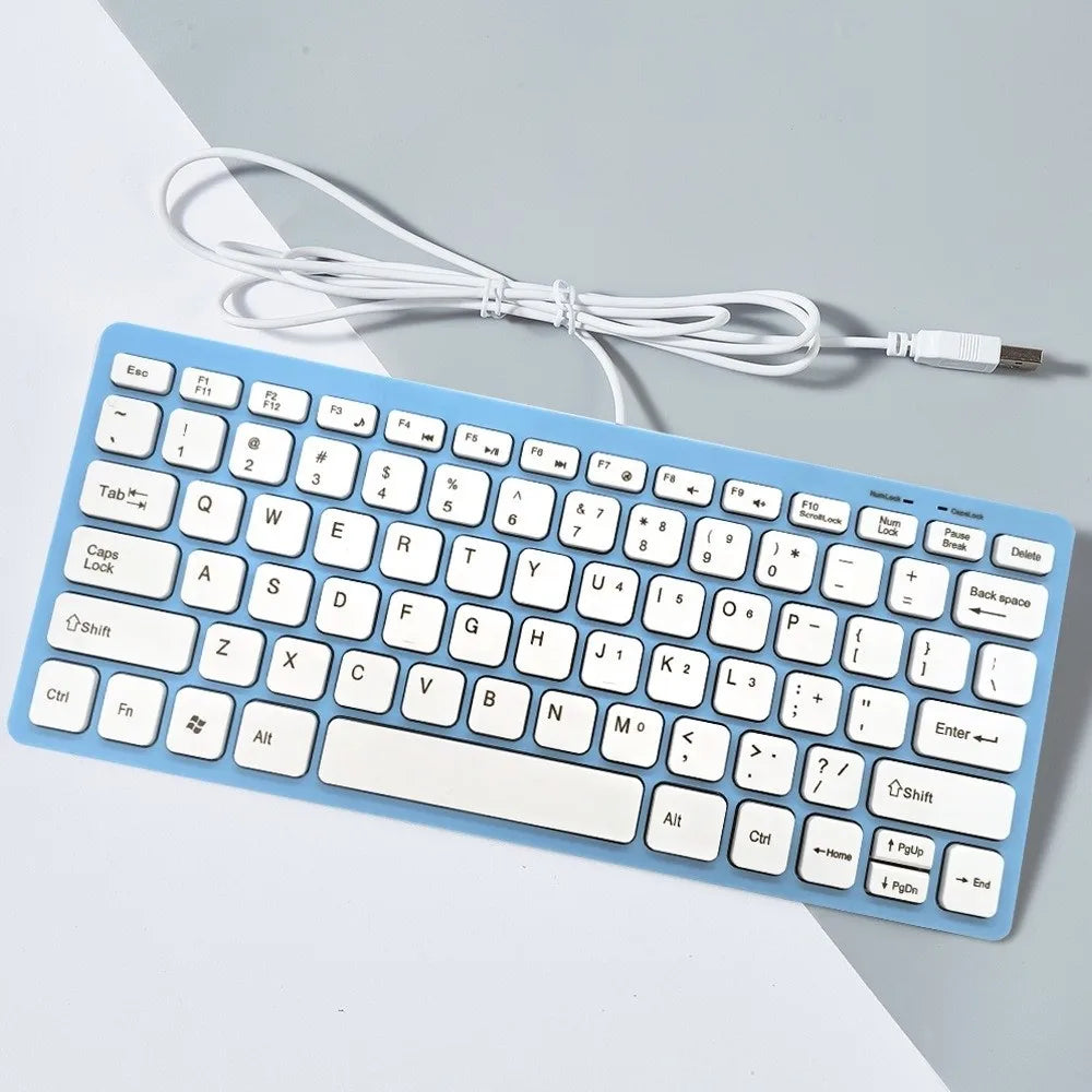 Plug Play USB Wired Keyboard Mute Slim Replaceable Keyboard Lightweight 78 Keys Keyboard Desktop Computer