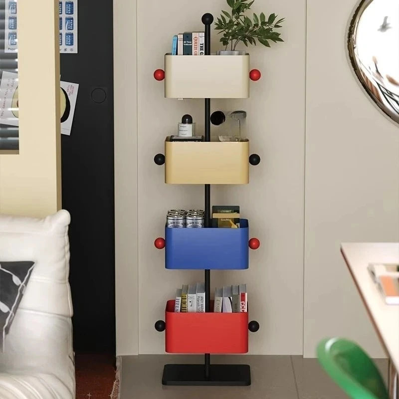 Multilayer Iron Storage Bookshelf Square Modular Display Rack Corner Storage Cabinet Invisible Organizer Shelf Home Office