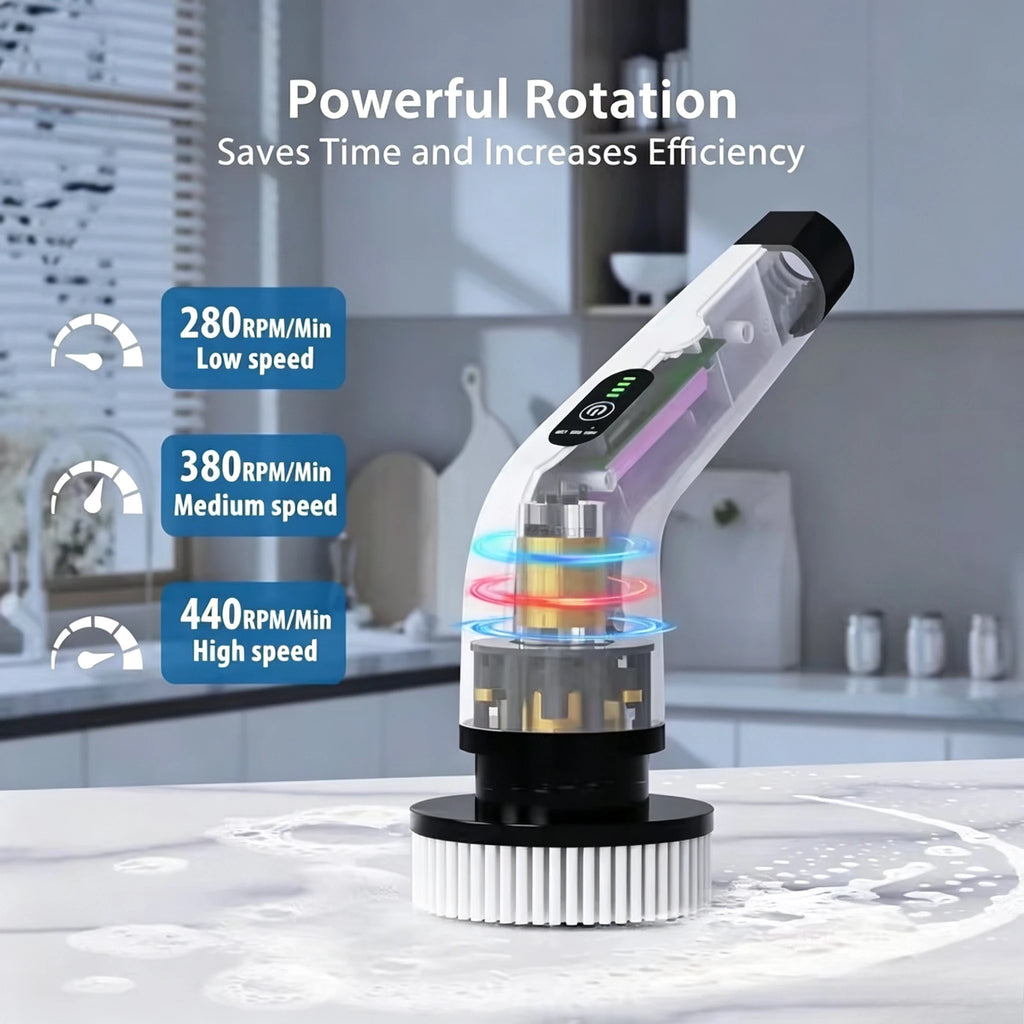 9 In 1 Electric Spin Scrubber Cordless Waterproof Cleaning Brush Tile Floor Tub Bathroom Kitchen Household Washing Accessory