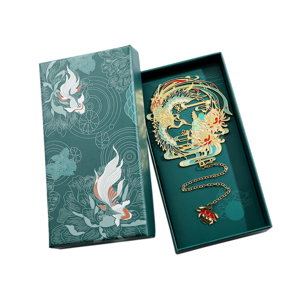 1pc Hollow Metal Bookmarks Chinese Divine Beasts Gift Boxed Reading Markers for Book Lovers Girls Book Accessories Gifts