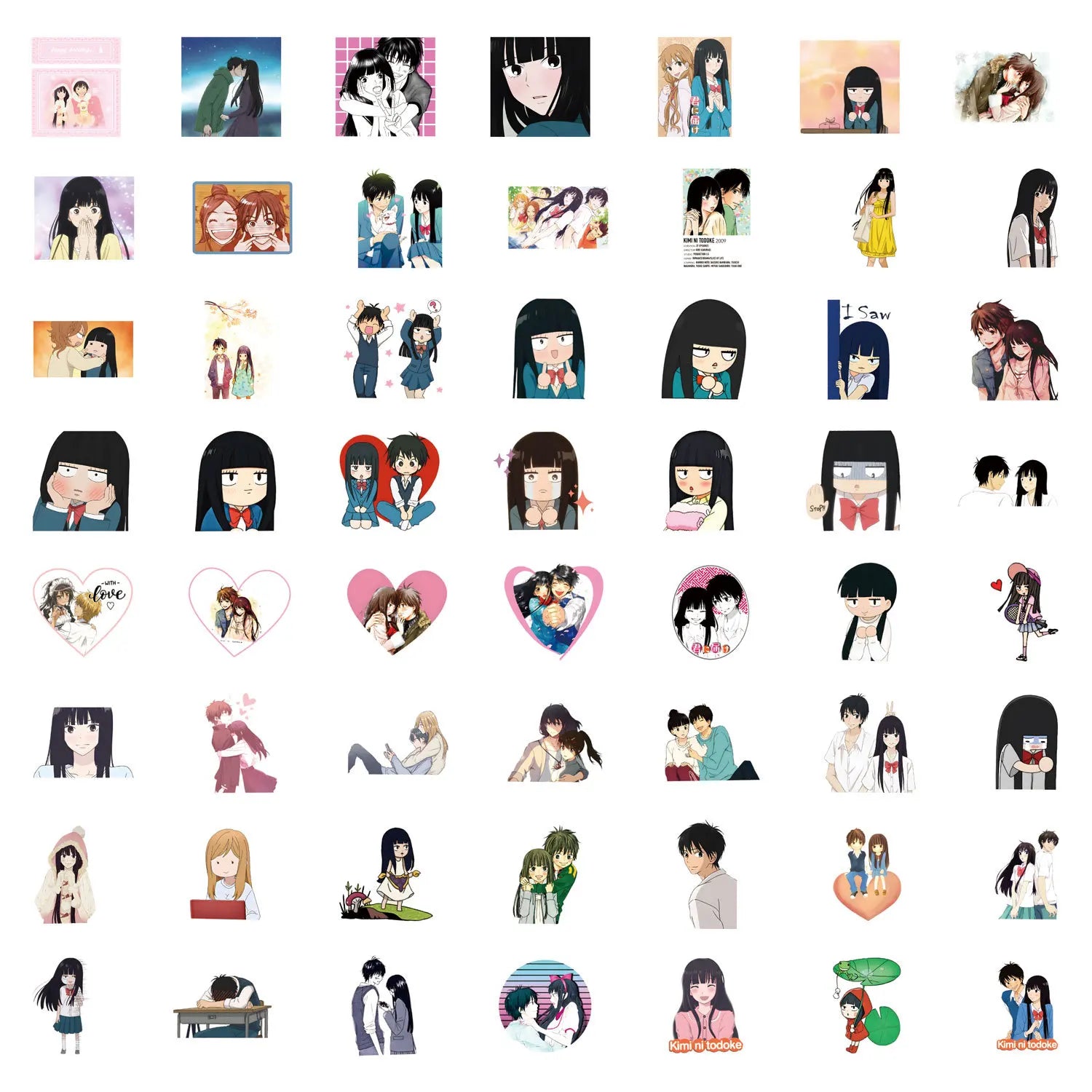 55Pcs Cartoon Kimi Ni Todoke Graffiti Stickers DIY Suitcase Phone Luggage Skateboard Waterproof Decals Kids Toy