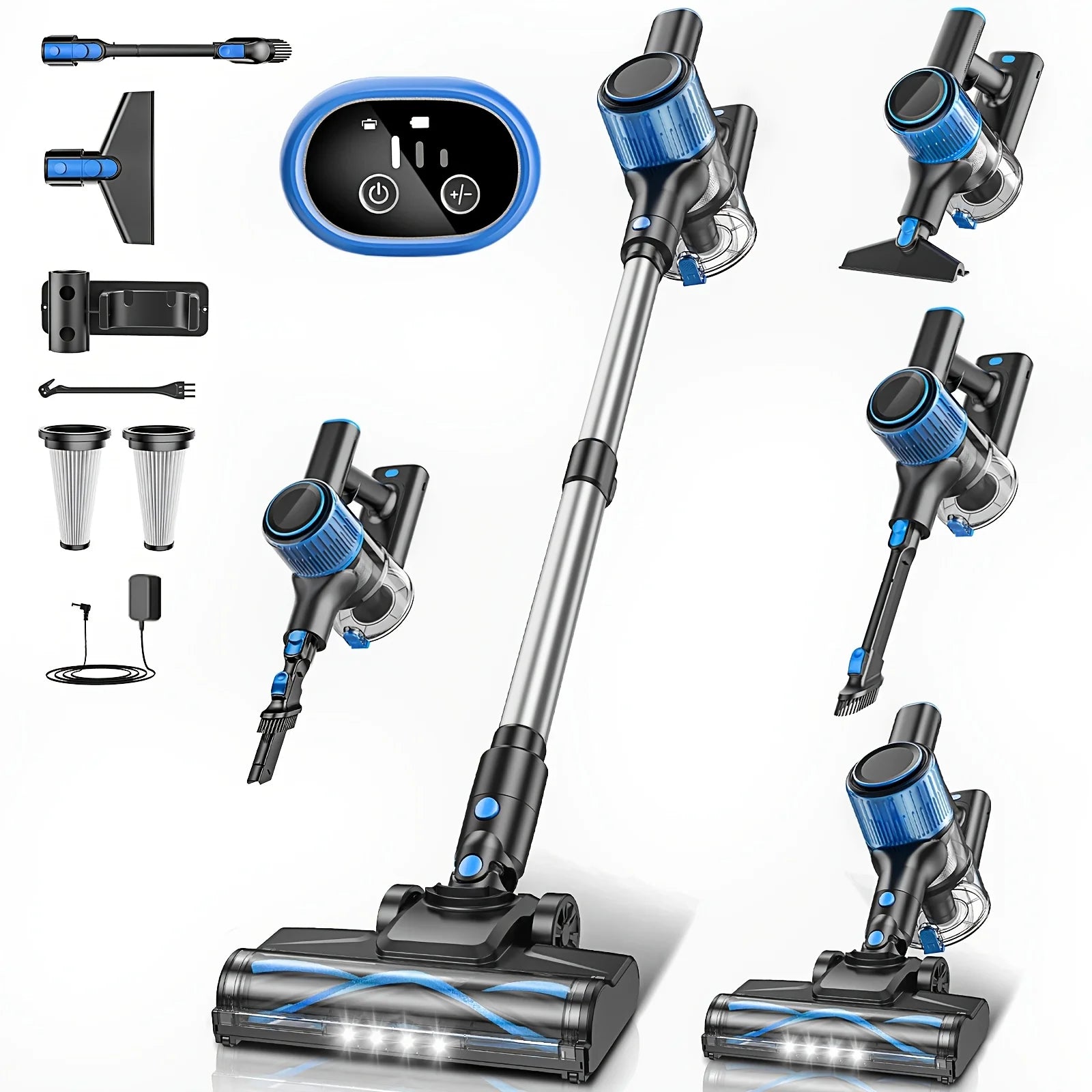 Cordless Vacuum Cleaner，55Kpa/45Mins/8 in 1 Powerful Suction,Self-Standing, 3 Suction Modes, Vacuum for Floor Carpet Pet Hair