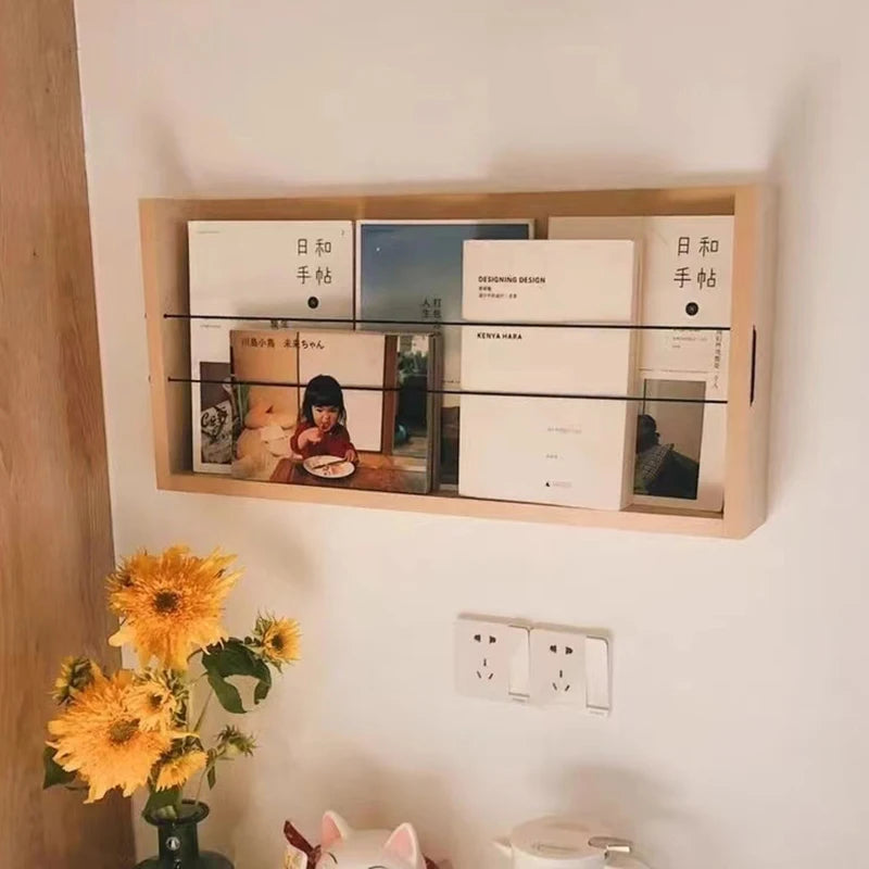 Magazine Racks Wooden Wall Shelves Storage Display Corner Bookcase Sideboards Bookends Libreria Scaffale Minimalist Furniture