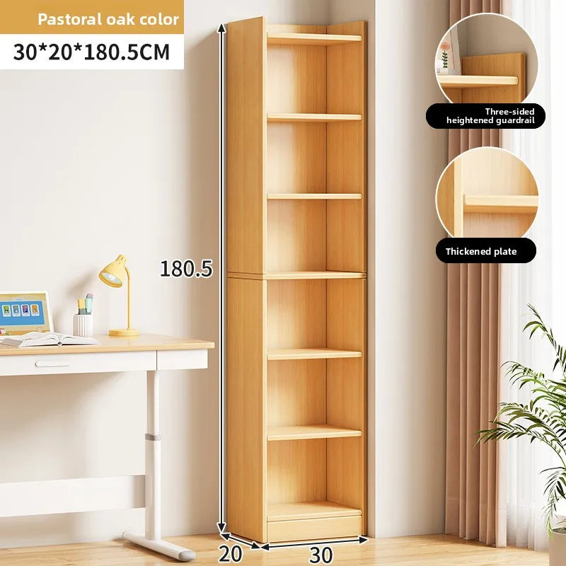Narrow Bookshelf Modern Simple Small Floor-to-wall Multi-layer Storage Rack Corner Cabinet Narrow Locker