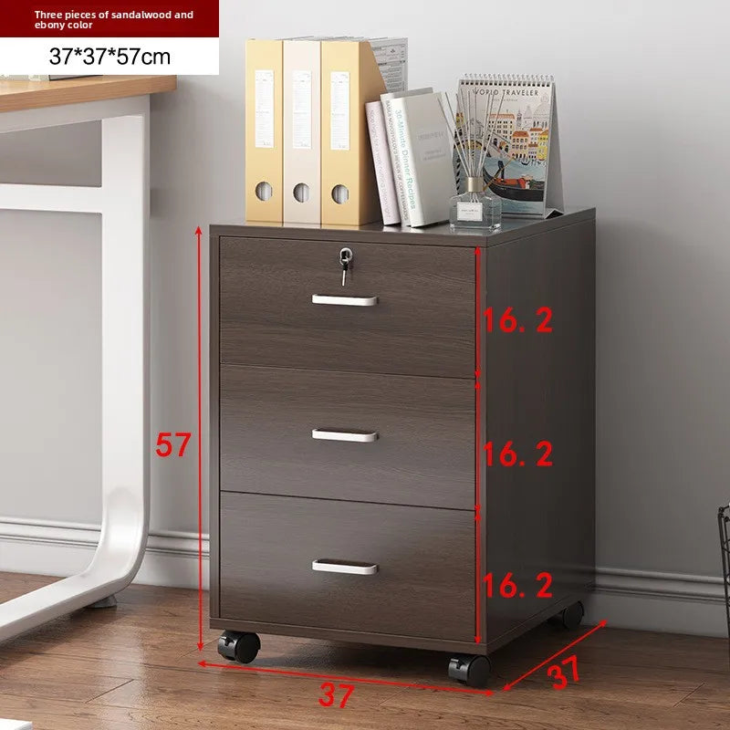 File cabinet with lock Office wooden mobile storage cabinet Drawer cabinet with wheel