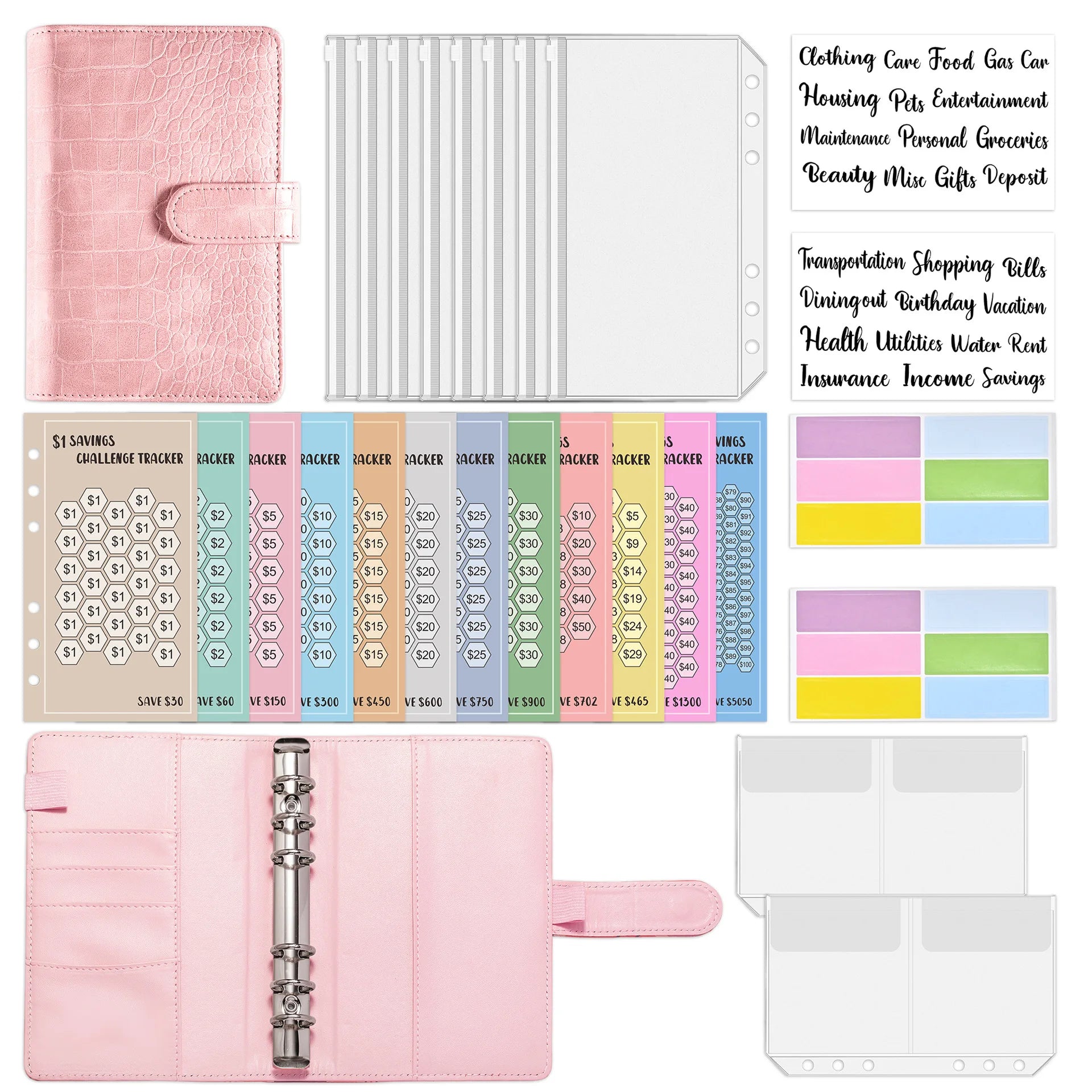 100 Envelopes Eave Money, 52 Weeks Save Challenge, 30 Days Save, Euros USD Cash Envelopes Budget Planner Easy To Save