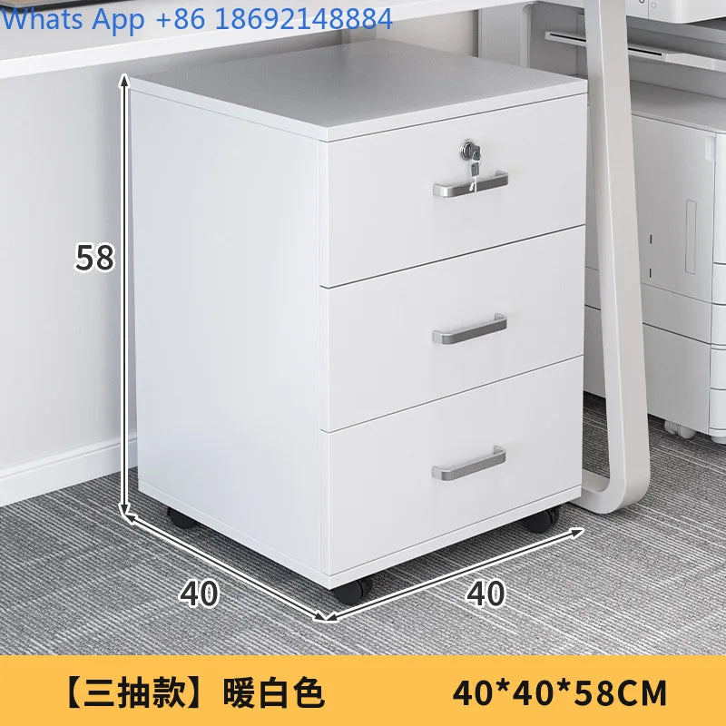 Movable with Lock, Small Cabinet for Office, Under Desk with Wheels, Multi-layer Storage Cabinet, Side Cabinet