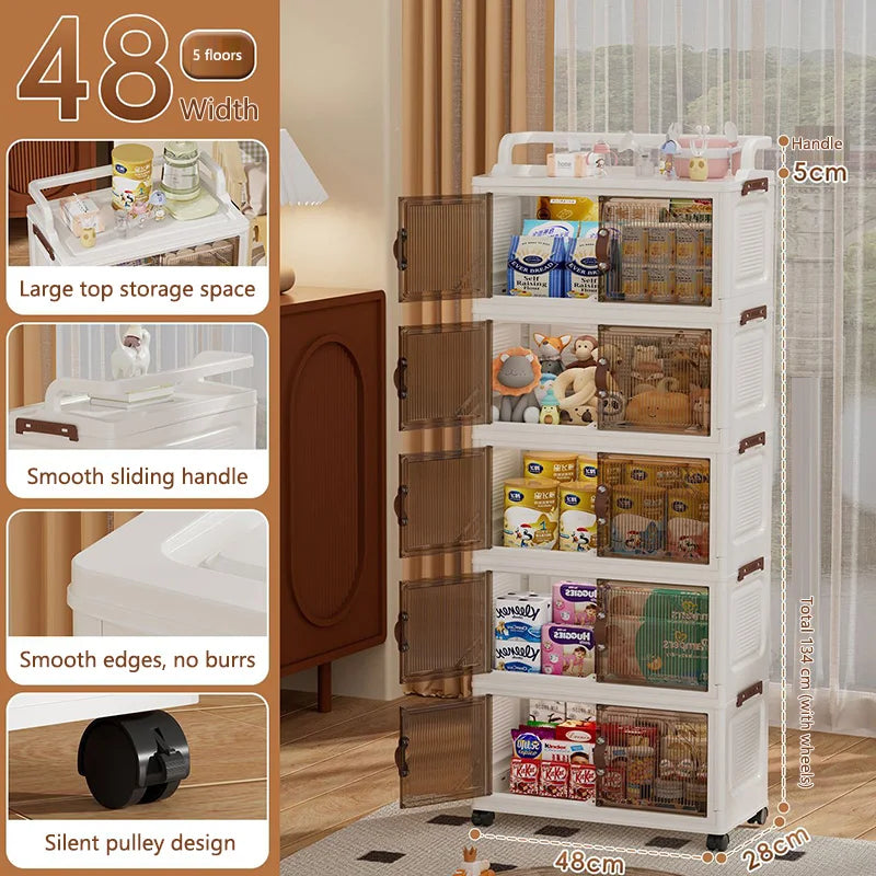 Foldable Home Storage Cabinet for Bathroom And Kitchen Multi-layer Floor-standing Shelf Desktop Organizer for Living Room Gap