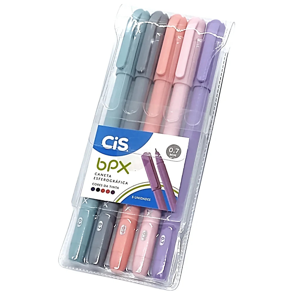 Estojo Caneta Esferográfica BPX CiS 0.7mm - 5 Cores