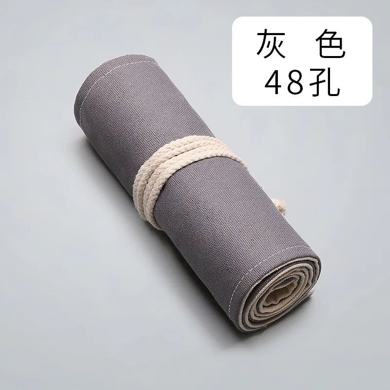 12/24/36/72Holes Pencil Case School Supplies Student Art Pen Bag Pouch Canva Pen Wrap Roll Cosmetic Brush Pen Storage Stationery
