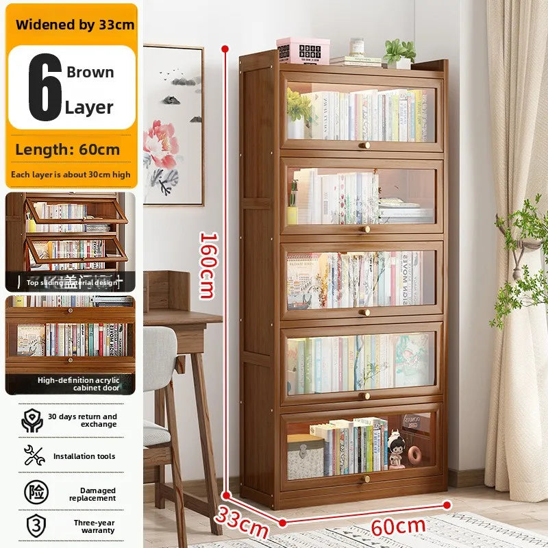 Firm Household Simple Bookshelf Shelf Floor-to-ceiling Children's Study Bookcase Wall Storage Cabinet