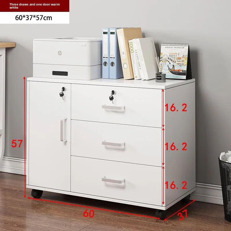 File cabinet with lock Office wooden mobile storage cabinet Drawer cabinet with wheel