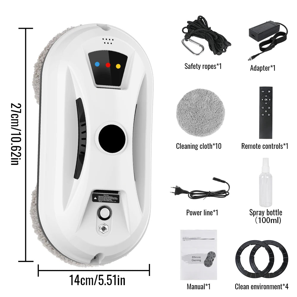 5600PA Ultra Thin Robot Vacuum Cleaner Window Cleaning Robot Window Electric Glass Automatic Water Spray Remote Control for Home