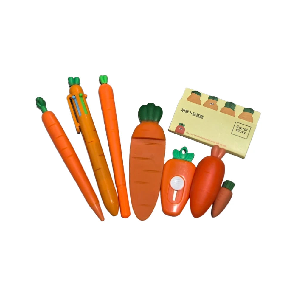 Carrot Stationery Set 8-in-1 Creative Funny Aesthetic School Stationery Material