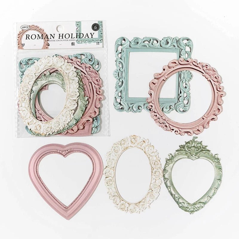 10pcs/pack Creative Embossment Frame Planner Journal Decoration Material Paper Photo Album Scrapbooking diy Boarder Trim